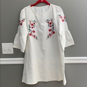 White Dress with Floral Detail